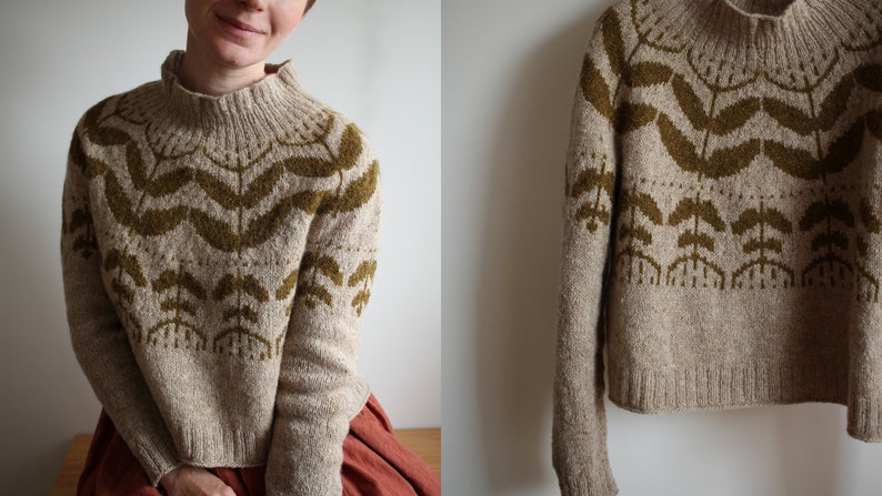 Knitting pattern Polina pullover Floral colour work pullover image 8