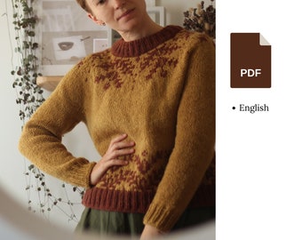 Knitting pattern - The Glenview - Aran weight botanical sweater