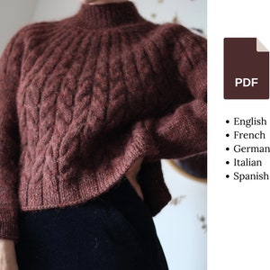 Knitting pattern- Purpurea sweater - Cable Pullover with side slits