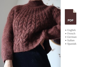 Knitting pattern- Purpurea sweater - Cable Pullover with side slits