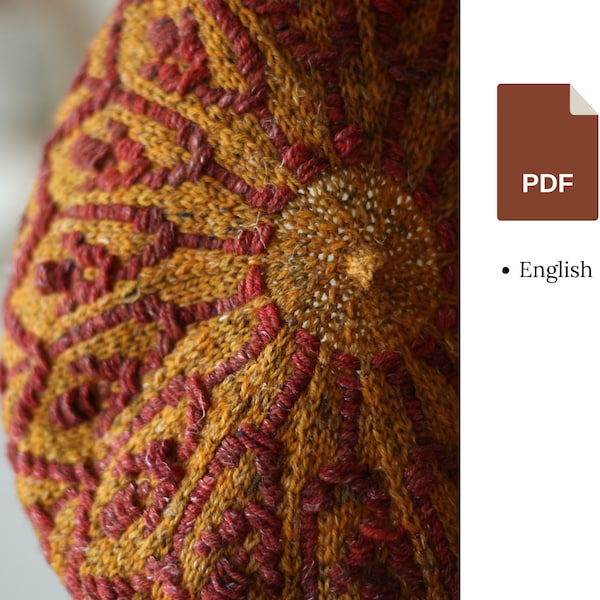 Knitting pattern - Floral colour work beret or tam