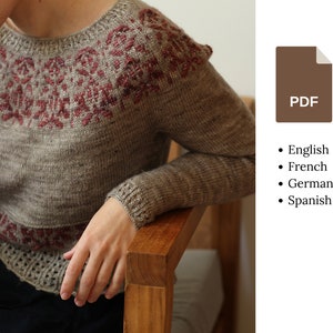 Patrón de tejido - Fynbos - Jersey con canesú redondo con incrustaciones de colores