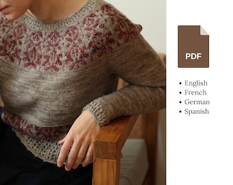 Knitting pattern - Fynbos - Inlay colourwork round yoke pullover