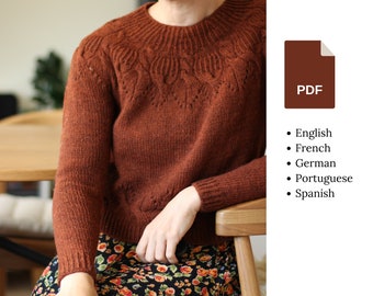 Knitting pattern - Cinnamomum - Fitted round yoke pullover with textured pattern
