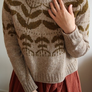Knitting pattern Polina pullover Floral colour work pullover image 5