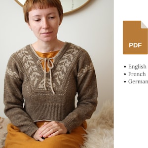 Knitting pattern | Bifurca pullover | Floral colourwork V neck
