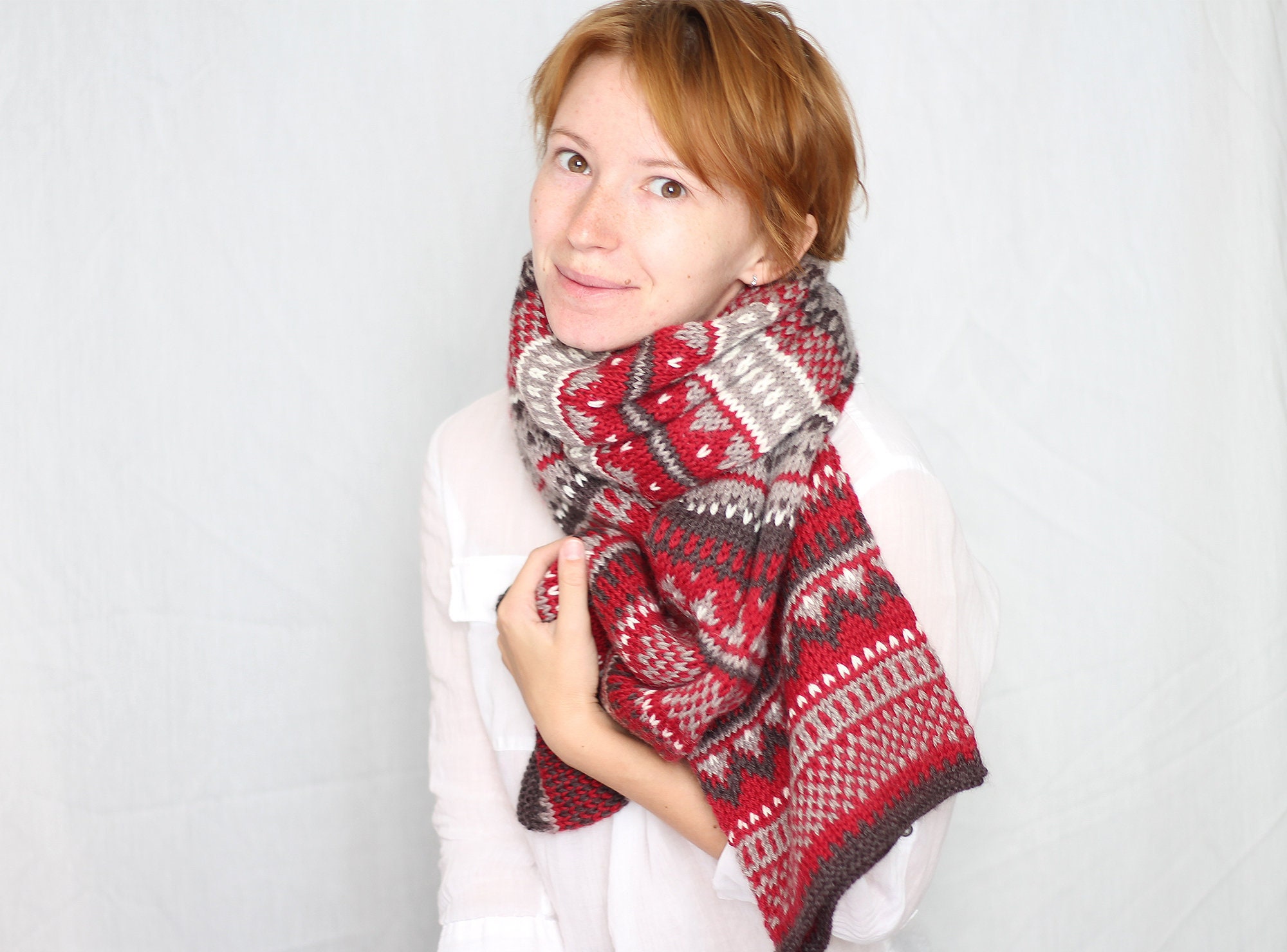 Unisex Geometry Plain Knitted Warm Winter Outdoor Scarf For Adults