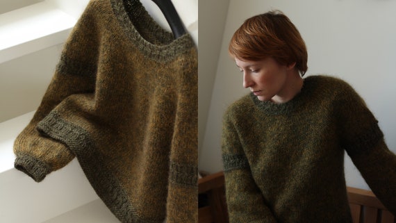 Knitting Pattern Round Yoke Classic Pullover With Ribbing | Etsy