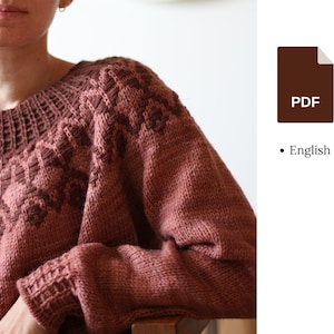 Knitting pattern - Arrow sweater - Inlay colourwork and textured round yoke pullover