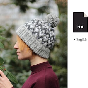 Knitting Pattern - Fair Isle Pompom Hat - unisex adult and kids