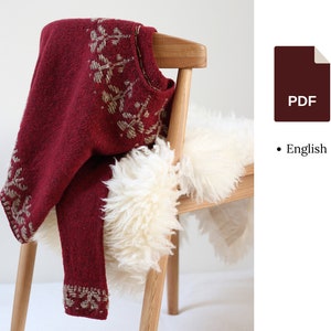 Knitting pattern - Inflorescence - Round yoke pullover with inlay floral colour work