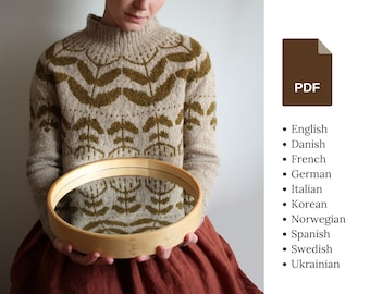 Knitting pattern | Polina pullover | Floral colour work pullover