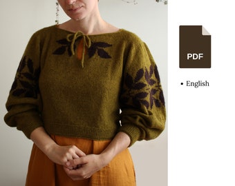 Knitting pattern - Padolyst blouse - puffy sleeves cropped pullover