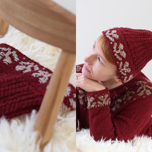 Knitting pattern Beanie with a floral color work image 7