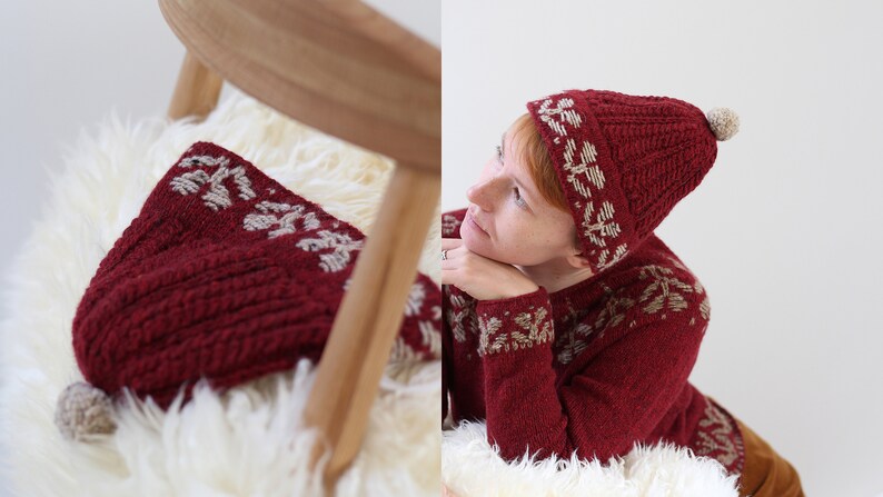 Knitting pattern Beanie with a floral color work image 7