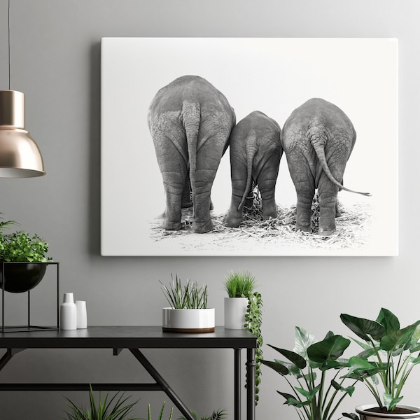 Printable Funny Elephants Butt Animal Black White Photography Print. Wildlife Animals Nature Modern Digital Download Poster