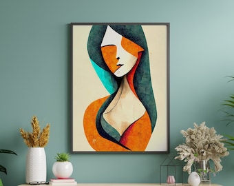 Abstract Woman Portrait Art: Modern Feminine Home Decor (Digital Download)