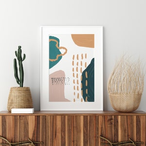 Modern Art Abstract  Shapes Wall Decor. Boho Fall Autumn Earth Minimalist MidCentury Poster Print
