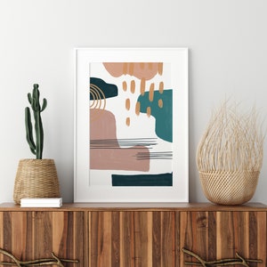 Modern Art Abstract  Shapes Wall Decor. Boho Fall Autumn Earth Minimalist MidCentury Poster Print