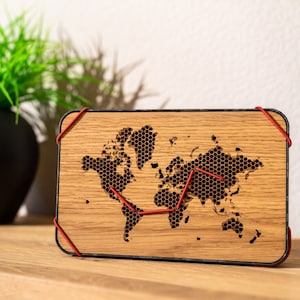Individuelle & Dekorative Box mit Weltkarte zum Markieren der Reiseroute | Aufbewahrung von Souvenirs, Fotos und Andenken von Reisen