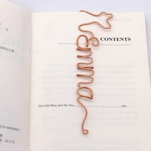 Personalized Wire Bookmark, Book Club Gift, Custom Name Bookmark, Cat Planner Marker, Teacher Gifts, Book Lovers Gifts, Gifts under 10