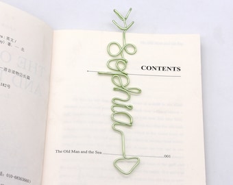 Arrow Bookmark, Personalized Wire Bookmark, Green Name Bookmark for Wife, Gift for Mom, Gift For Girlfriend