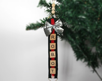 Christmas Stocking Name Tags Initial Wooden Letters Tree Decorations Ornaments Gift Tags （4 Styles）