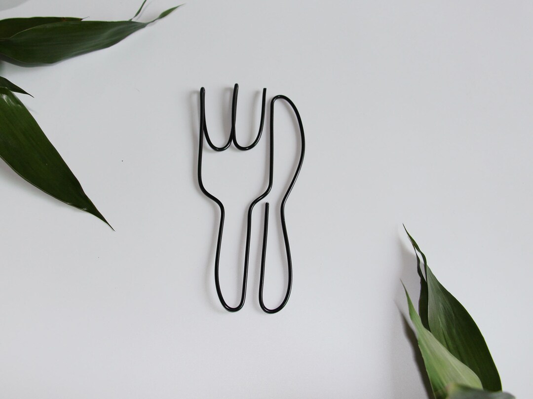 Knife and Fork Wall Art, Wire Knife and Fork Sign, Kitchen Wall Decor
