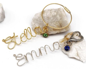 Birthstone Name Keychain for Backpack Custom Name Tag Personalized Luggage Tag Lunch Box Tag Book Bag Tag Diaper Bag Tag for Women
