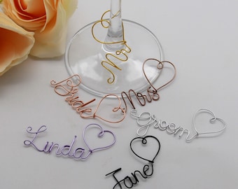 Personalized Wine Glass Charms, Custom Wine Tags, Gold Drink Charms, Wedding Wine Charms, Wedding Favours, Wine Markers, Wine Lovers Gift