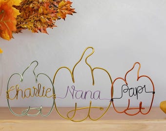 Personalized Fall Pumpkin Decor with Name Thanksgiving Fall Decorations for Home Wire Pumpkin Autumn Decor Custom Fall/Halloween Gifts
