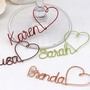 Wine Glass Charms Personalized Name Wine Charms, Heart Wedding Favors,Bachelorette Decorations