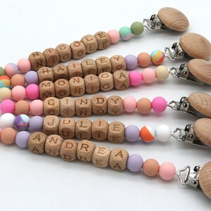 Personalized Baby Pacifier Clip, Custom Name Wooden Silicone Pacifier Holder,   Binky Clip, Baby girl gift, Baby boy gift, Coming Home gift