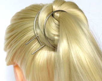 Minimalist silver hair accessories, nickel silver hair clip, round barrette, hair pin, gold hair slide, geometric hair clip