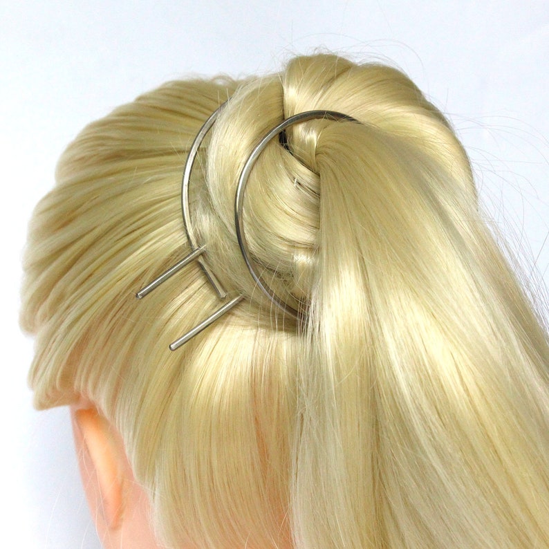 Minimalist silver hair accessories, nickel silver hair clip, round barrette, hair pin, gold hair slide, geometric hair clip image 1