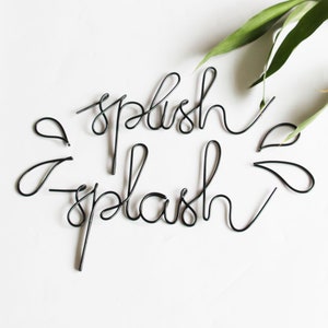 Splish Spash Sign Bathroom Decor Bathroom Wall Art Kitchen Wall Art Farmhouse Wall Decoration Black Metal Wire Art Sign Kids Funny Sign