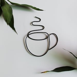 Wire Coffee Tea Cup Sign, Coffee Mug Wall Art, Wire Wall Art, Wall Decor, Kitchen Decor, Kitchen Wall Art, Wire Sign, Coffee Sign, Gift idea