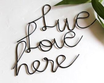 Handmade Wire Words 'live love here' Wire Wall Art Bedroom, Living Room Sign, Housewarming, Wall hanging, Love Romantic Home Decoration