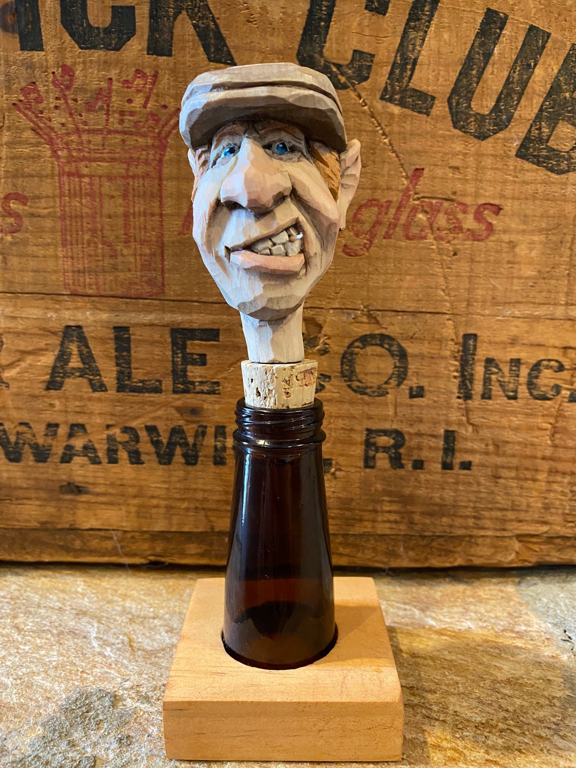 Hand Carved Caricature Bottle Stopper Etsy