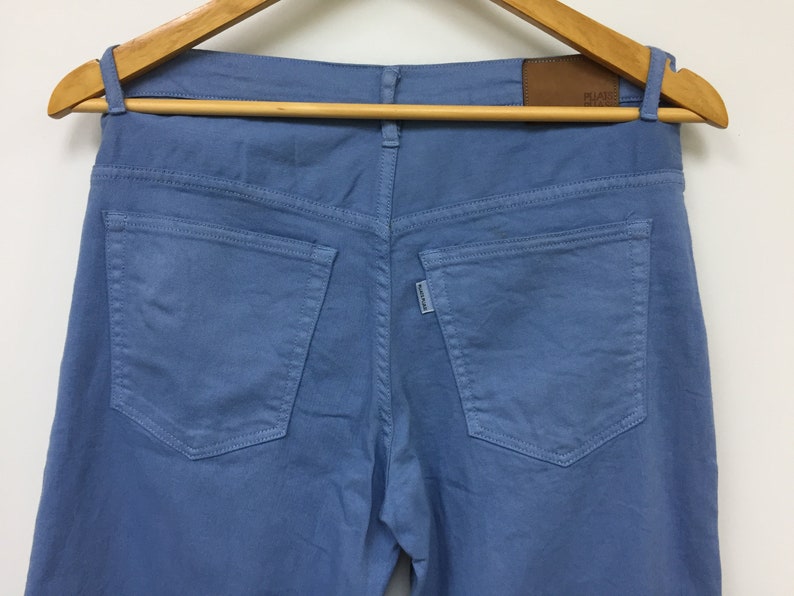 Vtg ISSEY MIYAKE pleats please light blue elastic denim pants Comme Des Garcons Gaultier margiela Raf simons Undercover Visvim Wtaps bape