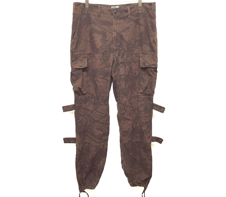 Vintage 90/'s GDEH GOOD ENOUGH By Hiroshi fujiwara dark wood camo tactical drawstring hem pants