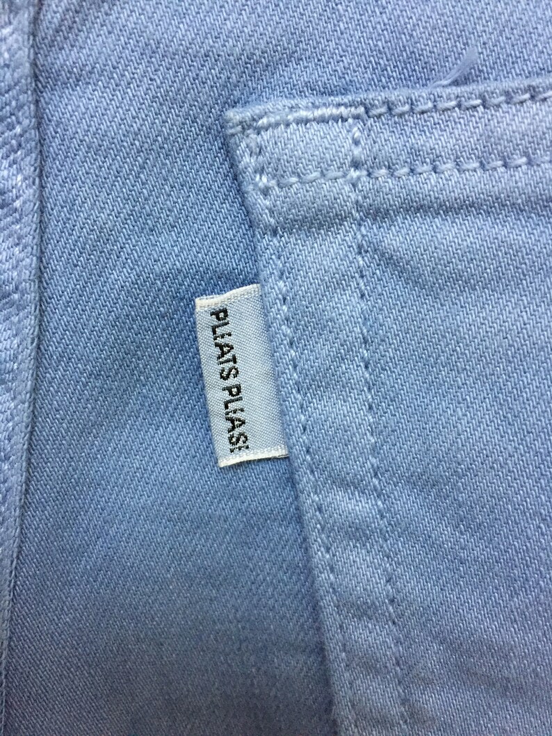 Vtg ISSEY MIYAKE pleats please light blue elastic denim pants Comme Des Garcons Gaultier margiela Raf simons Undercover Visvim Wtaps bape