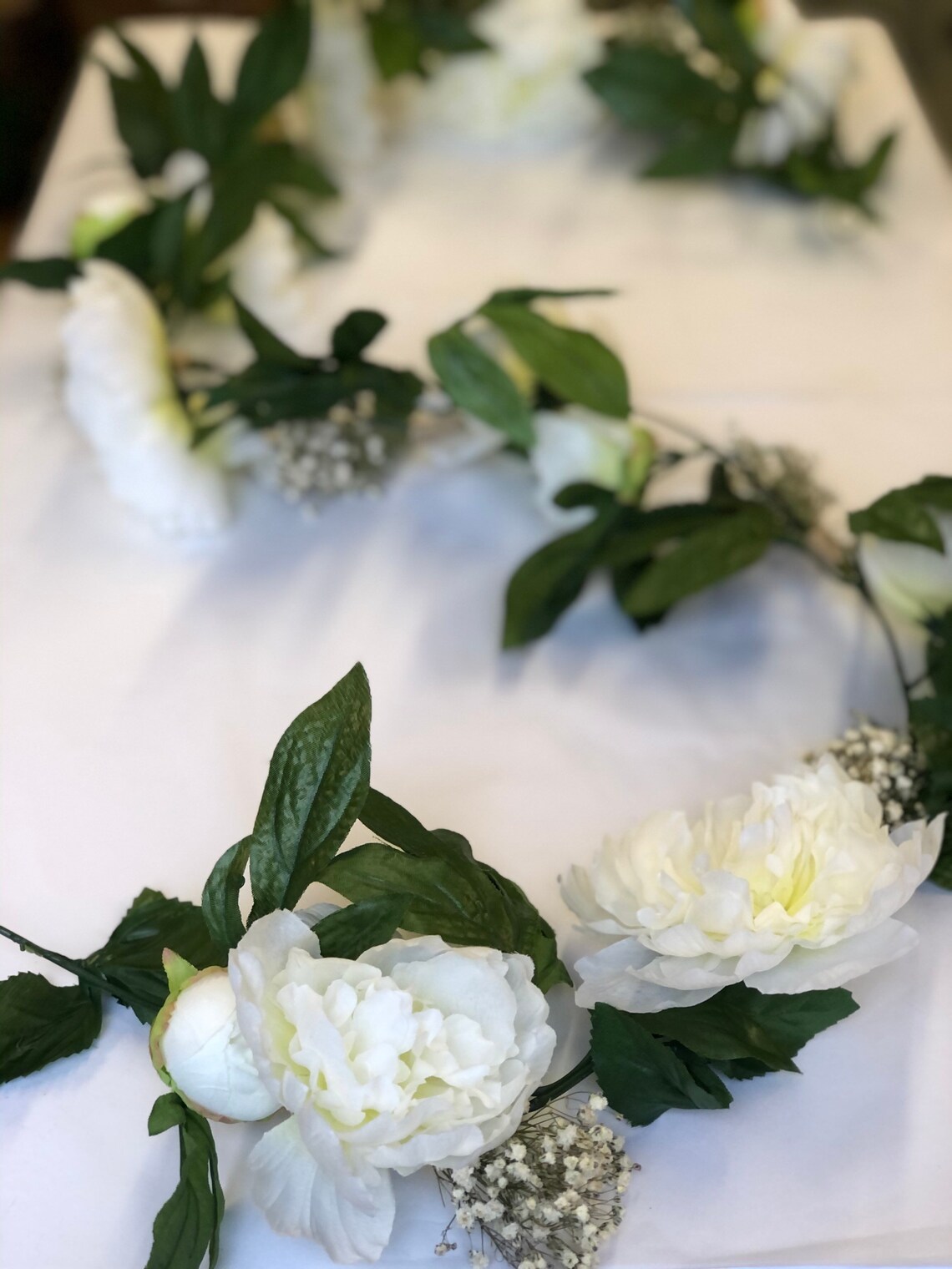 Artificial flower garland Cream peony flower garland Dried Etsy