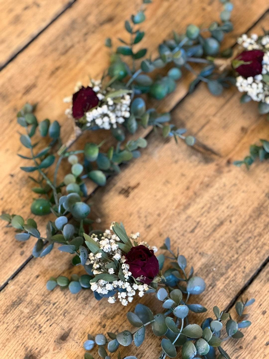 Dried Red Rose Garland, Wedding Flower Garland, Dried Flower Garland