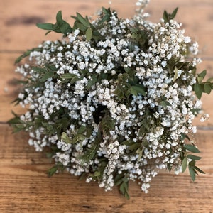 Dried gypsophila and eucalyptus bouquet, Dried bridal bouquet, Rustic wedding bouquet, Dried flower bouquet, Dried bridal flowers. image 3