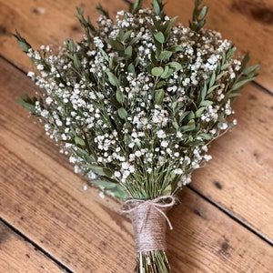 Dried gypsophila and eucalyptus bouquet, Dried bridal bouquet, Rustic wedding bouquet, Dried flower bouquet, Dried bridal flowers.