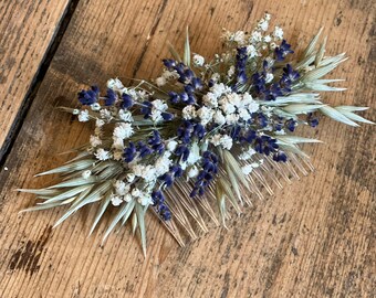 Dried flower hair comb, Wedding hair flowers, Dried wedding flowers, Bridal hair comb.