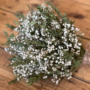 Dried gypsophila and eucalyptus bouquet, Dried bridal bouquet, Rustic wedding bouquet, Dried flower bouquet, Dried bridal flowers. image 6