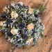 Dried Cream Rose Bouquet, Dried Blue Thistle Bouquet, Scottish Wedding ...