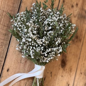 Dried gypsophila and eucalyptus bouquet, Dried bridal bouquet, Rustic wedding bouquet, Dried flower bouquet, Dried bridal flowers. image 4